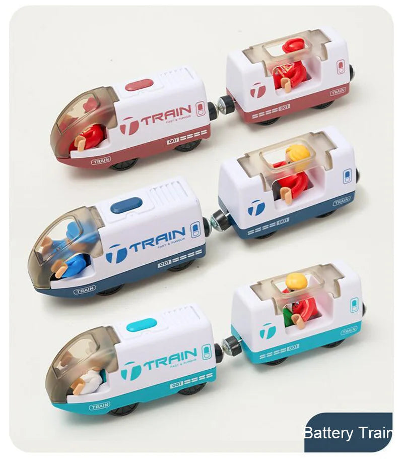 Wooden Train Set with Racing Track for Kids