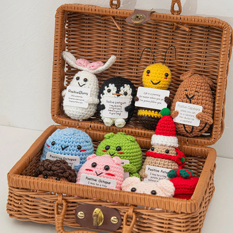 Handmade Crochet Positive Doll with Hugging Card