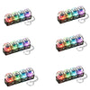 A set of illuminated stress-relief keychain toys featuring colorful keyboard buttons.