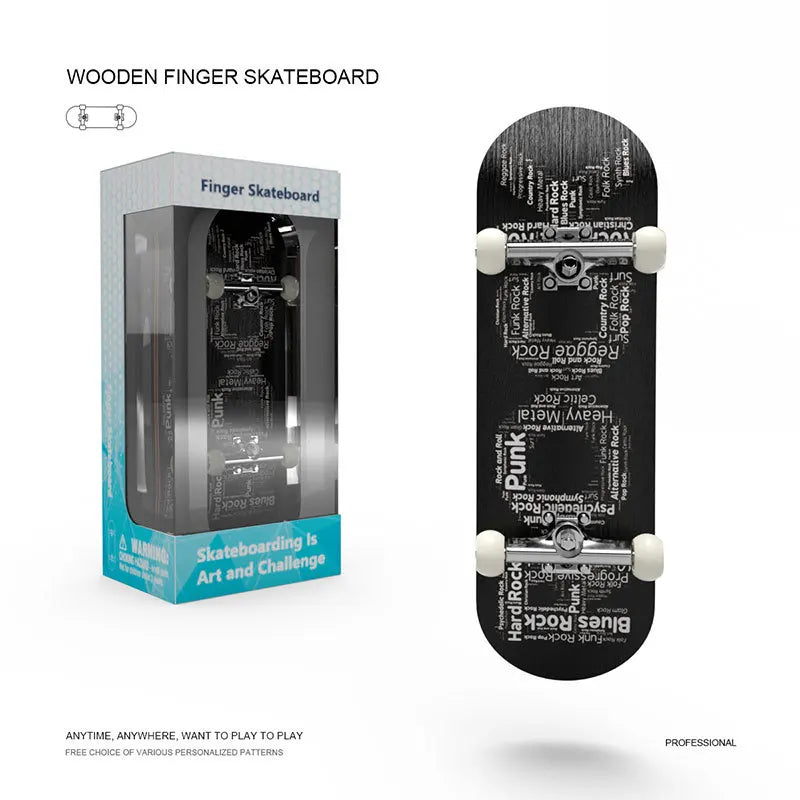 Mini Finger Skateboard with Art Patterns