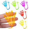 A set of colorful, stretchy, sticky climbing toys shaped like hands and fingers for Halloween party favors.