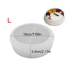 A white silicone mold with dimensions 18cm/7.09in and 5.5cm/2.17in is shown next to a small decorative item.