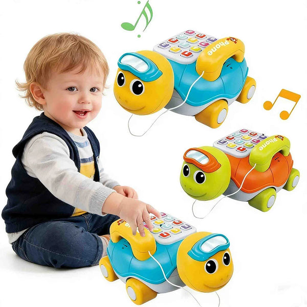Musical Turtle Crawling Toy with Piano Lights and Baby Phone