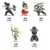 A collection of Overwatch Play of the Game collectible PVC figurines featuring characters like Mei, Genji, and Widowmaker.