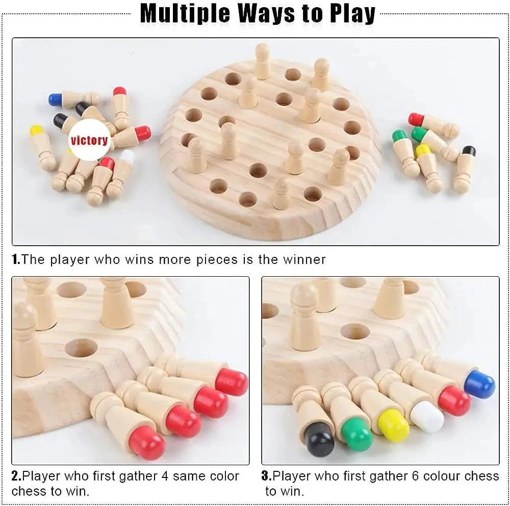 Wooden Color Memory Chess Game for Kids