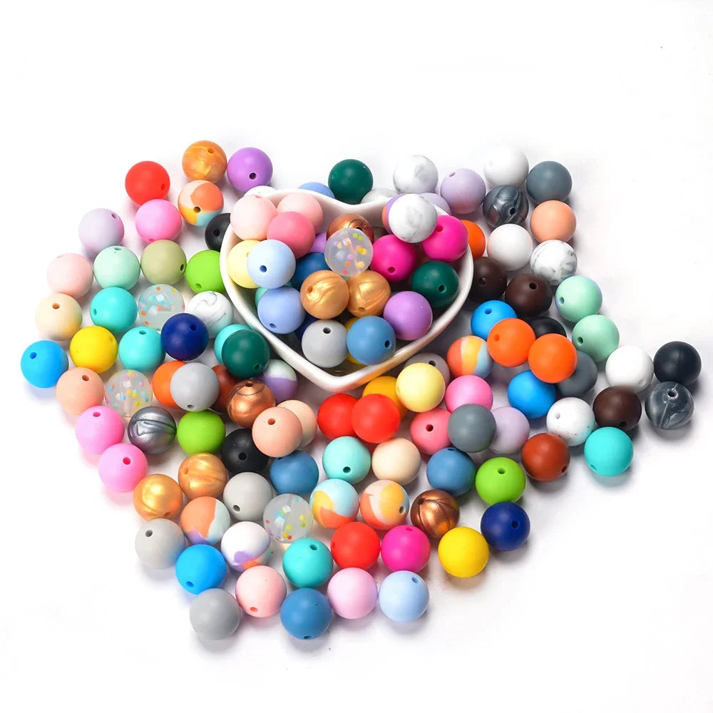 Food-Grade Silicone Beads for Jewelry Making (50-Pack)