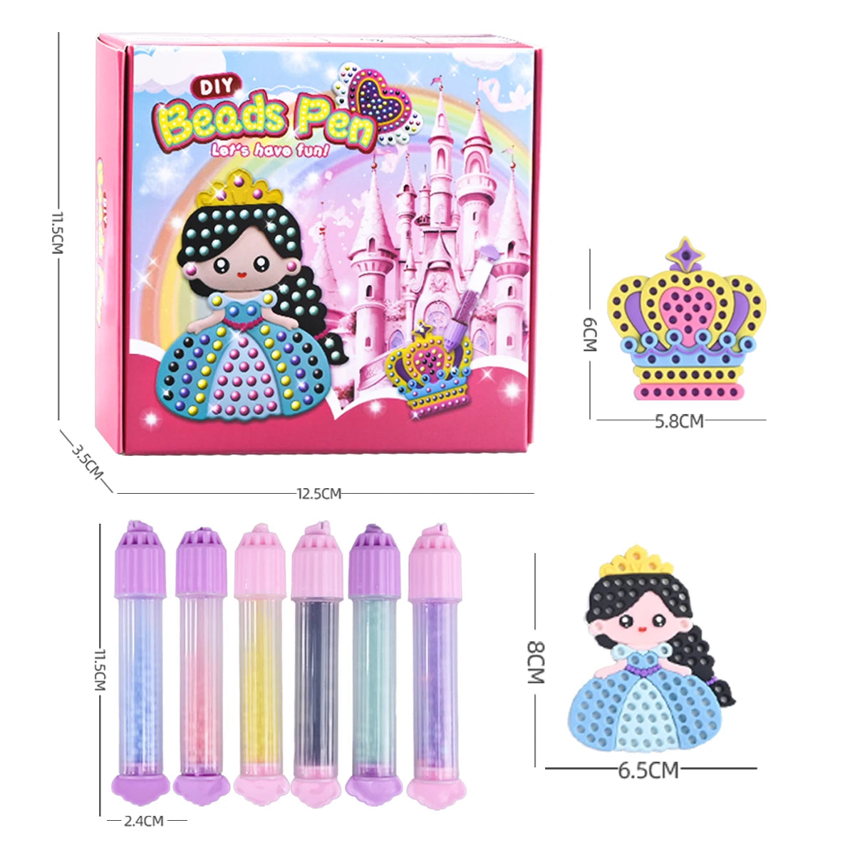 DIY Bead Pen Craft Kit for Girls - Rainbow & Princess Design