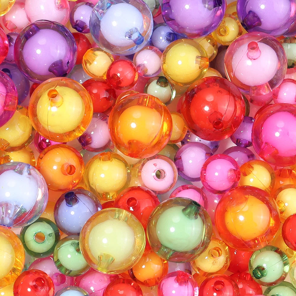 Colorful Round Acrylic Beads - Assorted Sizes for Jewelry Making