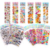A collection of 3D puffy stickers for kids featuring various fun and educational designs on multiple sheets.
