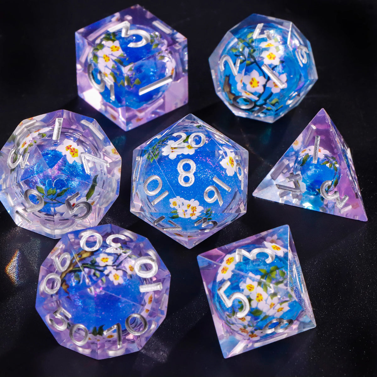 Liquid Core Resin Dice Set – 7 Polyhedral Dice for DND & RPG
