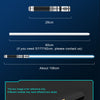 A close-up view of a premium metal lightsaber with an RGB blade and sound effects, showing various components.