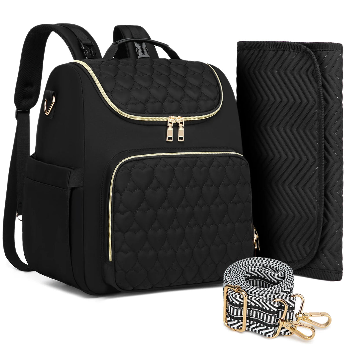 Foldable 4-in-1 Diaper Bag Backpack with Changing Pad