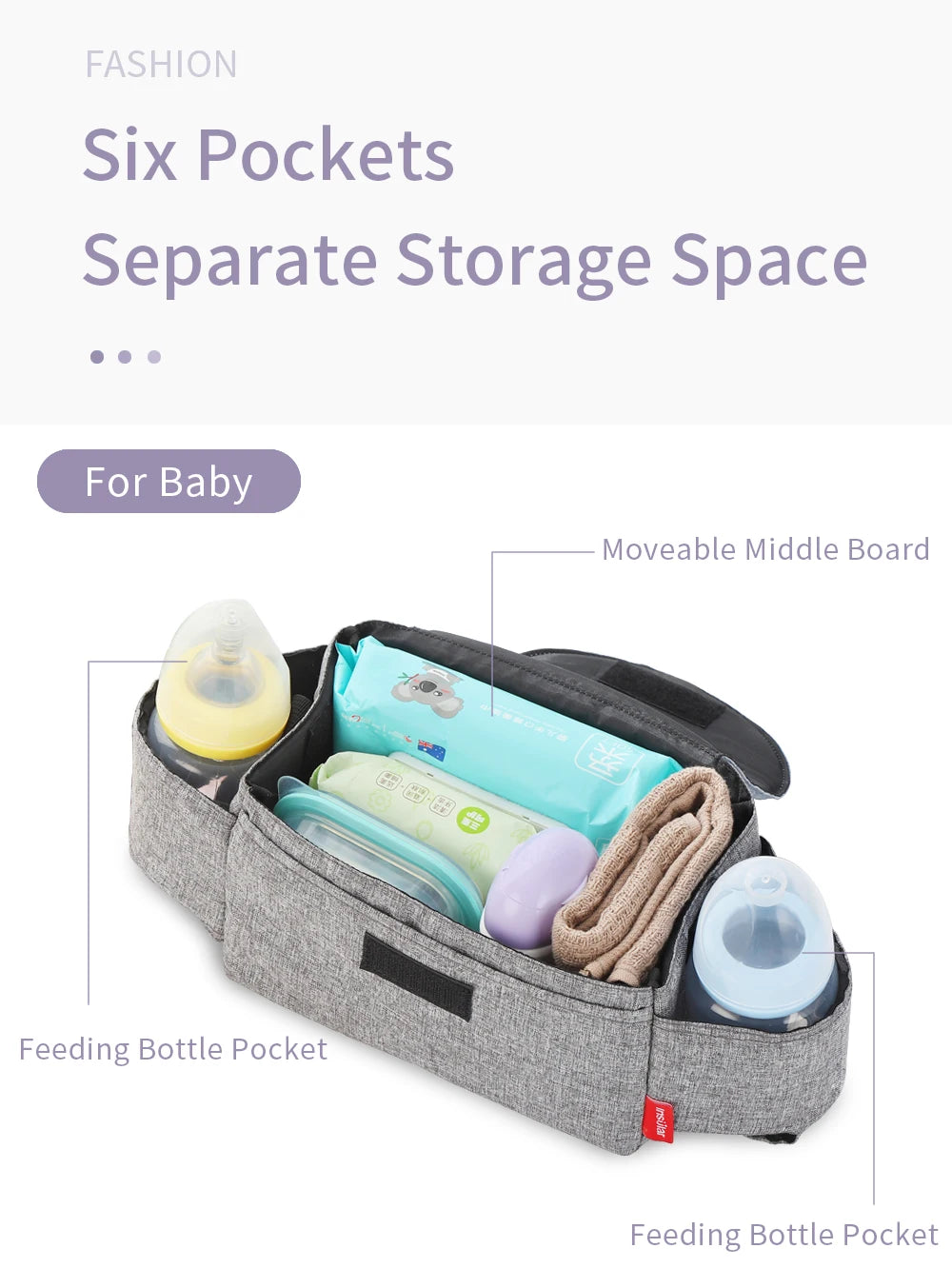 Insulated Diaper Bag with Thermal Bottle Pouch