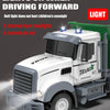 A white truck model with soft light features on when driving forward, showing various headlight channels.