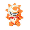 An orange and white plush toy resembling a stylized animatronic character with spiky features.