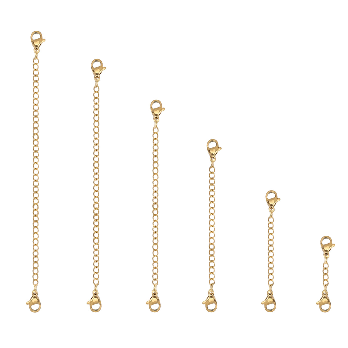 Stainless steel extension chains with lobster clasps for jewelry making