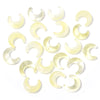 A collection of translucent yellow moon-shaped glass beads for DIY jewelry making.