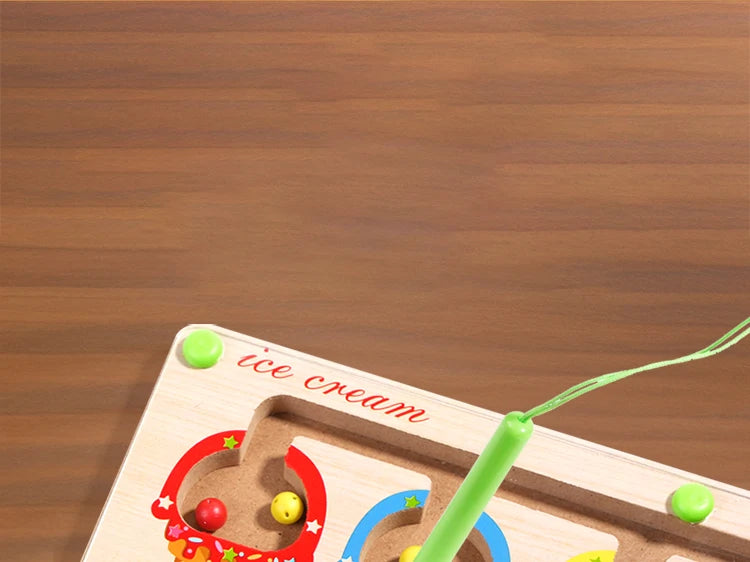 Magnetic Color Sorting Maze Board – Montessori Wooden Toy for Counting & Fine Motor Skills