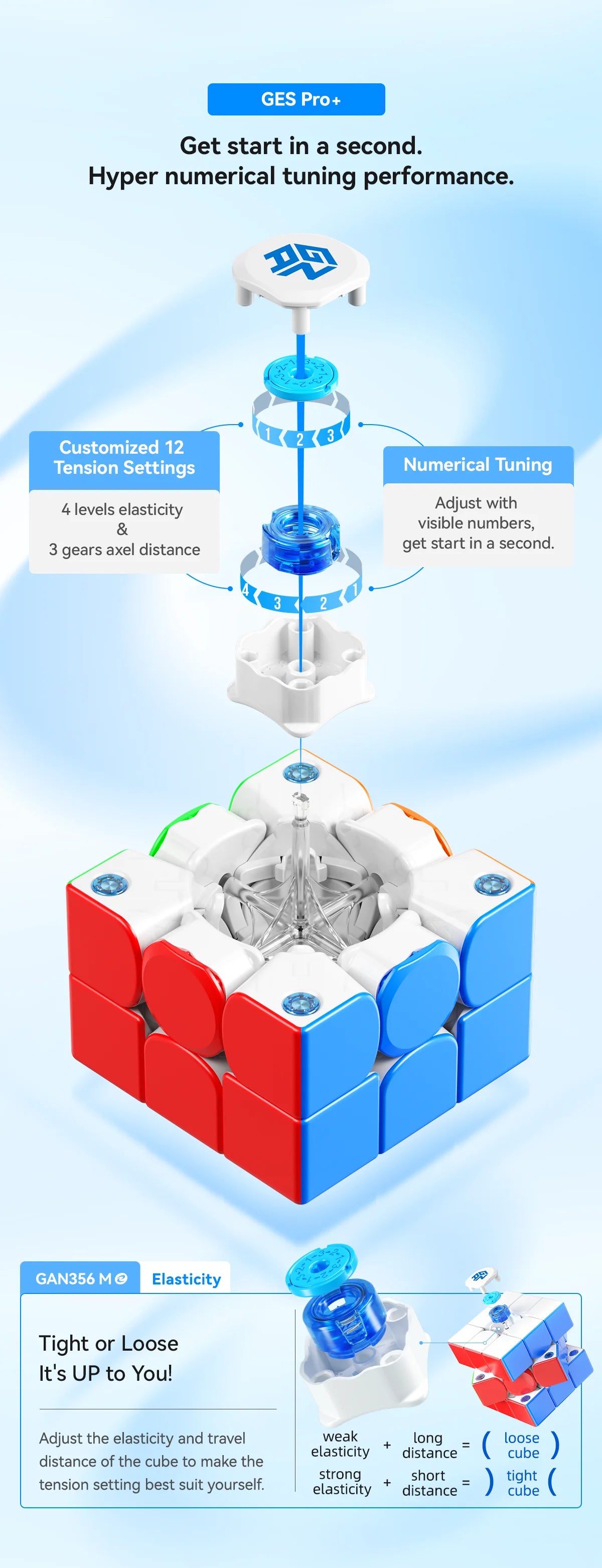 GAN 356 ME Magnetic Speed Cube – Stickerless 3x3 Puzzle