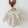 Baby Girls Lace-Trim Cotton Romper with Floral Details