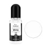 A glass bottle of white resin pigment with a black cap and label for epoxy resin and jewelry making.