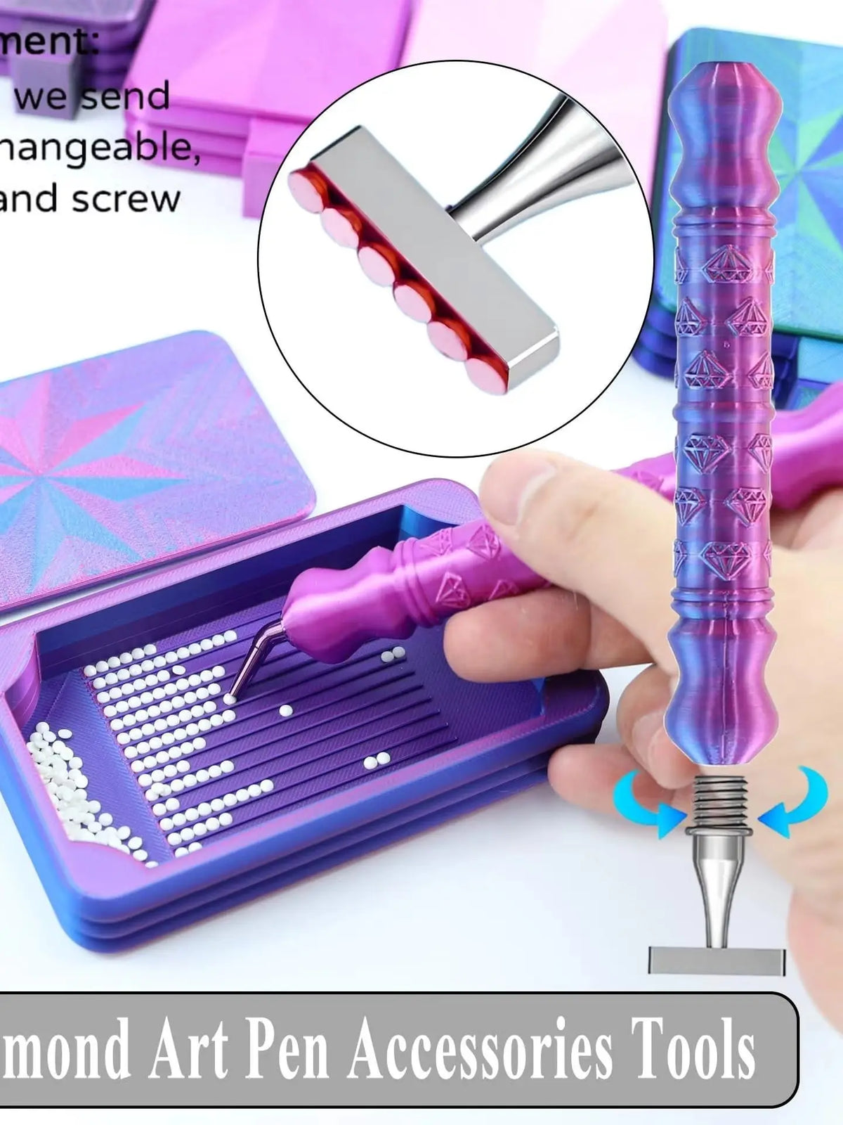 Diamond Painting Pen Set with Interchangeable Tips and Tray
