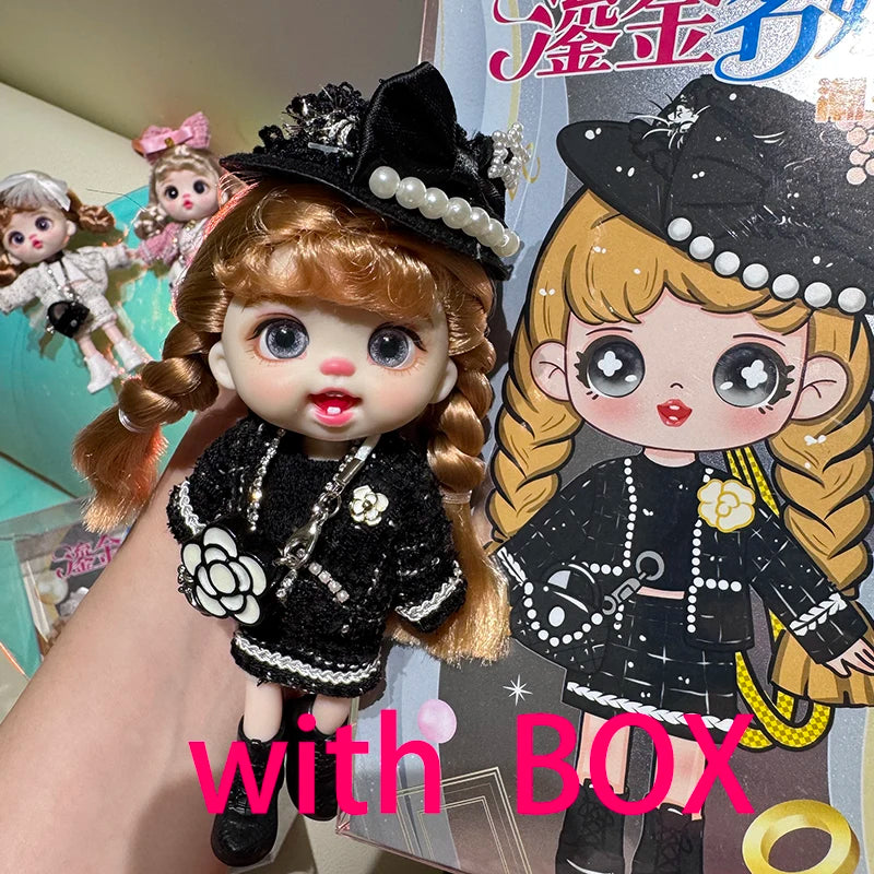 Coco Elegant Girl 13cm Articulated BJD Doll with Phone Lanyard & Replaceable Eyes