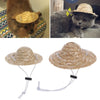 Adjustable Woven Straw Pet Hat for Small Dogs and Cats