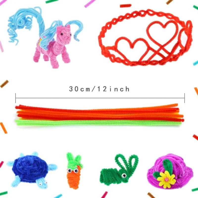 100-Piece Chenille Stem Pipe Cleaners for Crafts & Decor