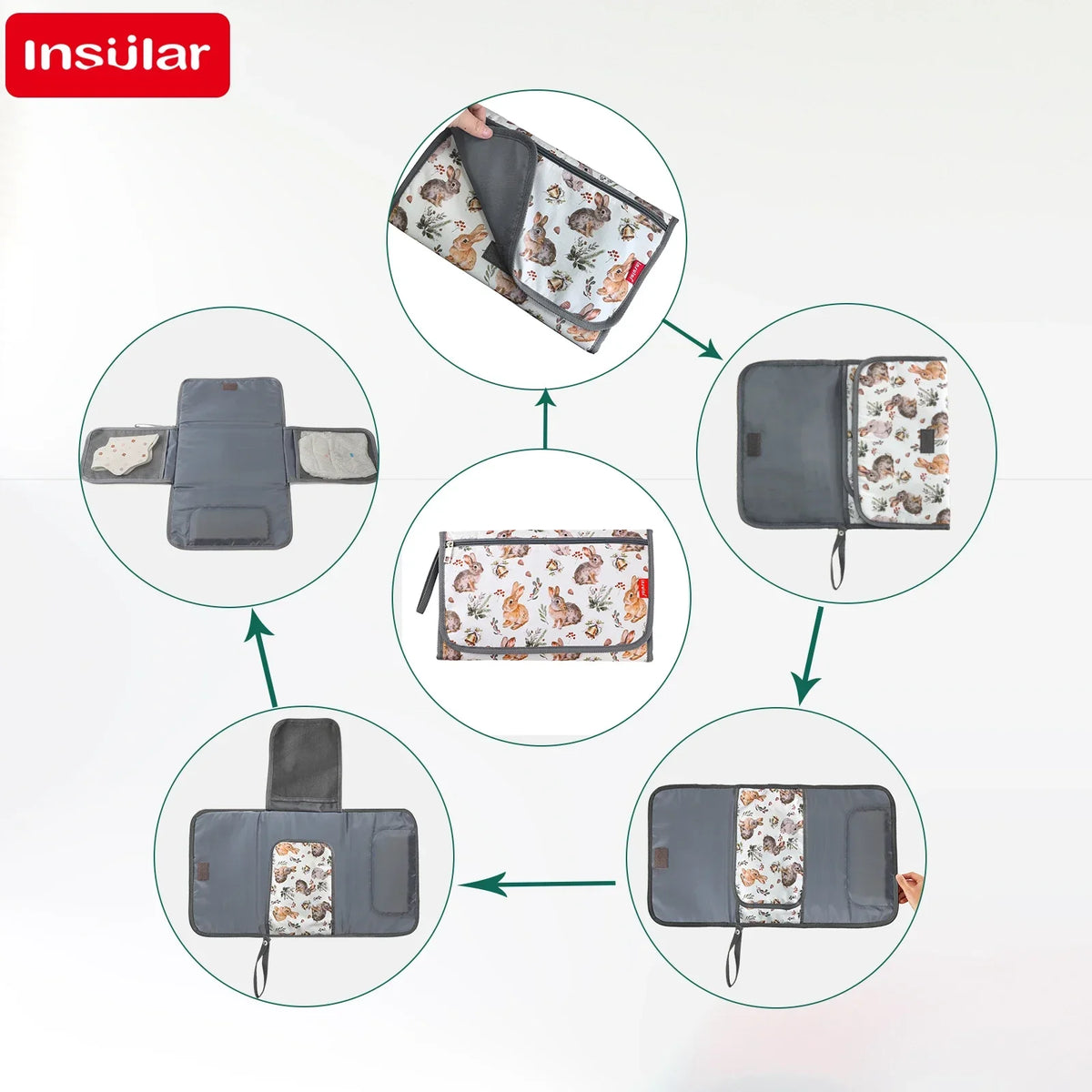 Foldable Waterproof Baby Changing Pad with Storage