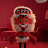 A collectible figure of Blossom from The Powerpuff Girls, featuring pink and white fur and red accents.
