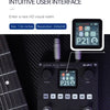 An AnnBlach Box multi-effects pedal with a high-resolution color screen connected to a guitar.
