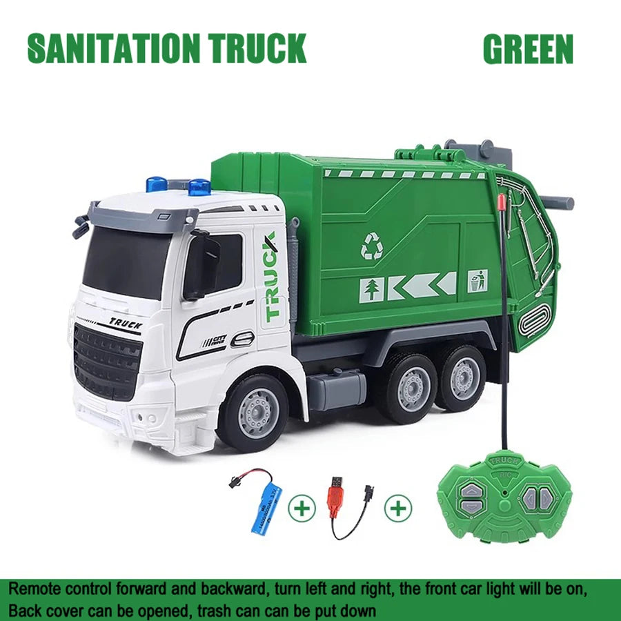 Green remote control sanitation truck with lights and sounds
