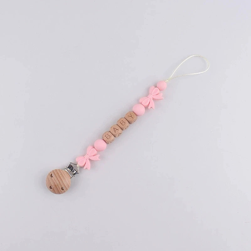 Personalized Baby Pacifier Clip with Silicone Beads