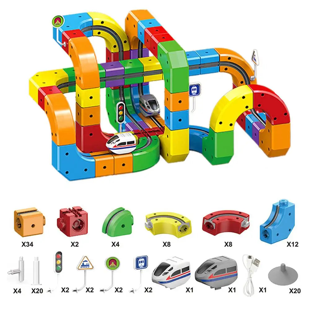 Electric 3D Track Building Set with Rechargeable Train