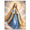 Diamond painting of Jesus and Virgin Mary with golden halo and flowing robes