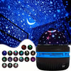 Galaxy Star Projector night light showing a blue starry sky with a crescent moon and various colored light patterns