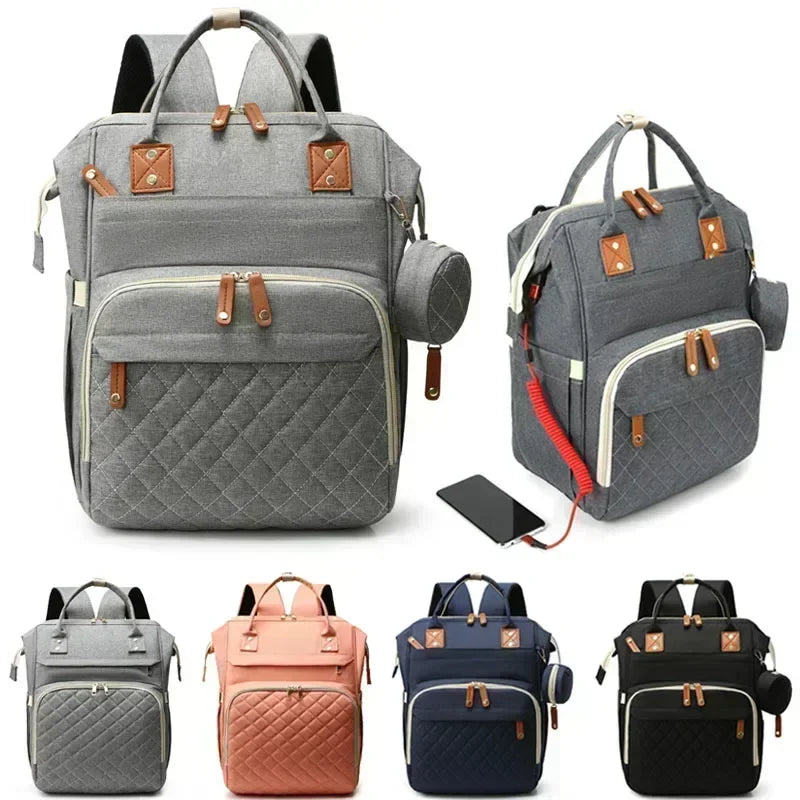 Large Waterproof Diaper Bag Backpack with Insulated Bottle Pocket
