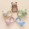 Bear-Shaped Silicone Baby Teether with Rattle Handle
