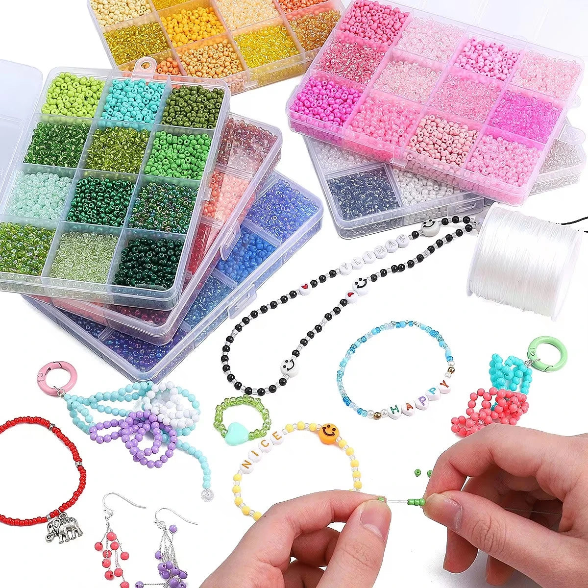 Glass Seed Beads Craft Kit with Organizer Box