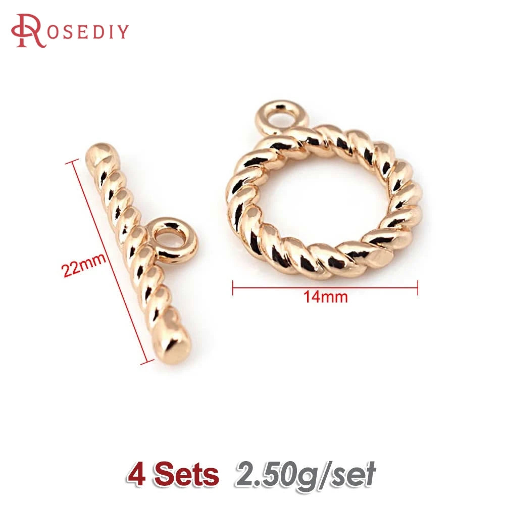 Four sets of 18K gold round O-toggle clasps for bracelets and jewelry making