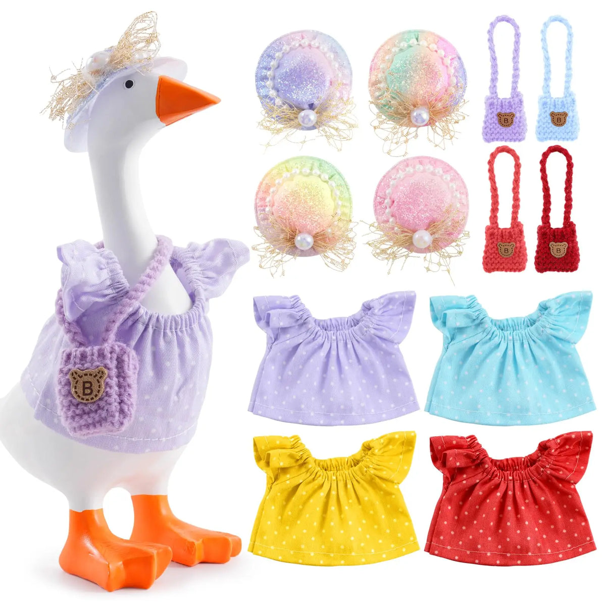 Mini Goose Summer Outfit Set with Hat, Dress, and Bag
