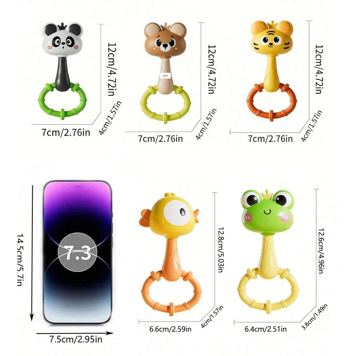 Cartoon Animal Rattle Handbell for Baby Sensory Development