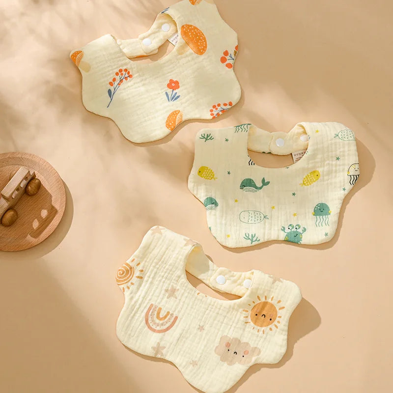 6-Layer Cotton Gauze Baby Bibs (3-Pack)