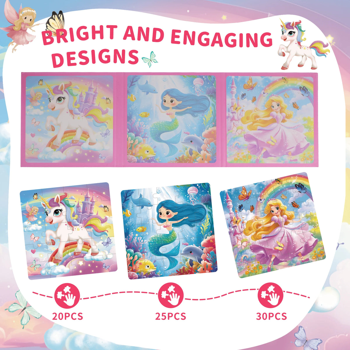 Unicorn Mermaid Magnetic Puzzle Set for Kids
