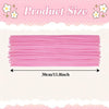 A display showing pink chenille craft pipe cleaners laid out horizontally with a dimension marker.