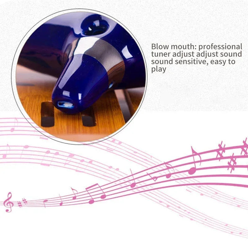 12-Hole Ceramic Ocarina in Alto C with Blue Glaze