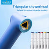 A blue triangular showerhead is shown, suitable for various triangular markers.