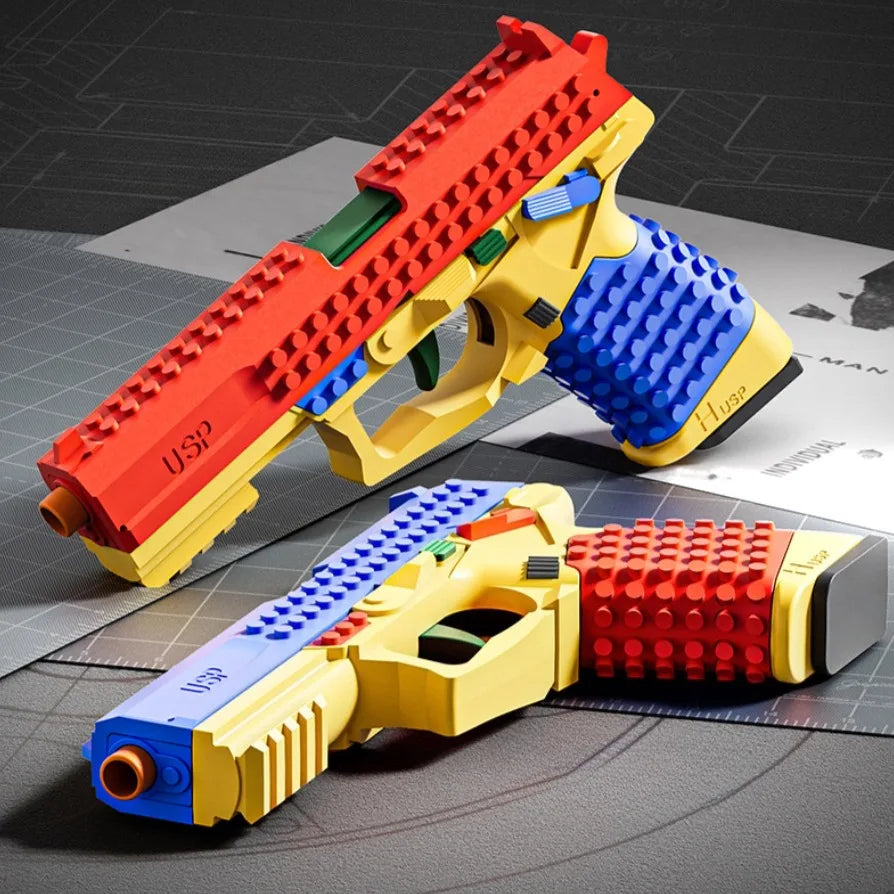 Realistic Building Block Toy Pistol with Shell-Ejecting Action