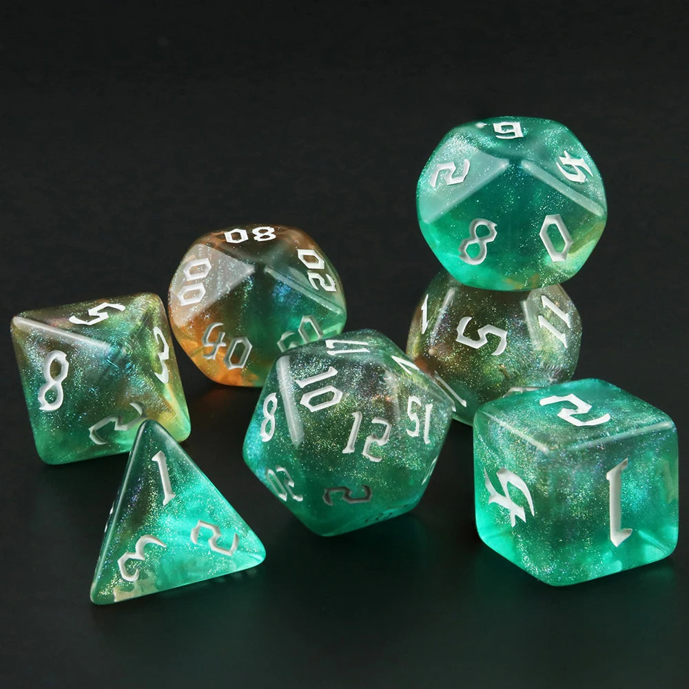 Iridescent Glitter Dice Set for D&D and Tabletop RPGs